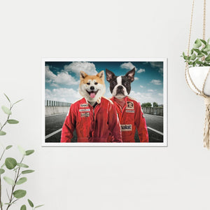 The Race Car Drivers: Custom Pet Poster - Paw & Glory - Dog Portraits - Pet Portraits