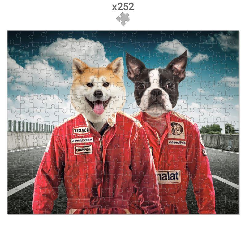 The Race Car Drivers: Custom Pet Puzzle - Paw & Glory - Dog Portraits - Pet Portraits