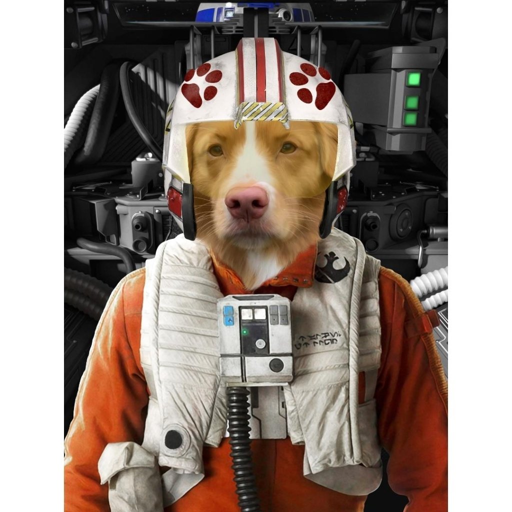 The Rebel Pilot (Star Wars Inspired): Custom Digital Download Pet Portrait - Paw & Glory - Dog Portraits - Pet Portraits