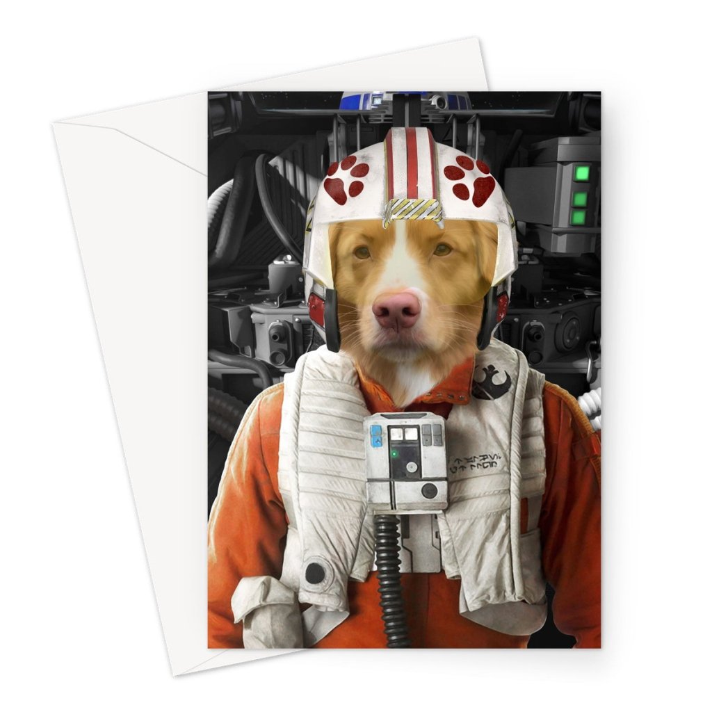 The Rebel Pilot (Star Wars Inspired): Custom Pet Greeting Card - Paw & Glory - Dog Portraits - Pet Portraits