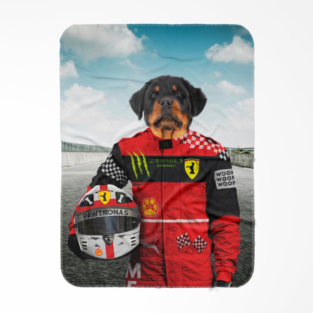 The Red Legendary Driver: Custom Pet Blanket - Paw & Glory - Dog Portraits - Pet Portraits