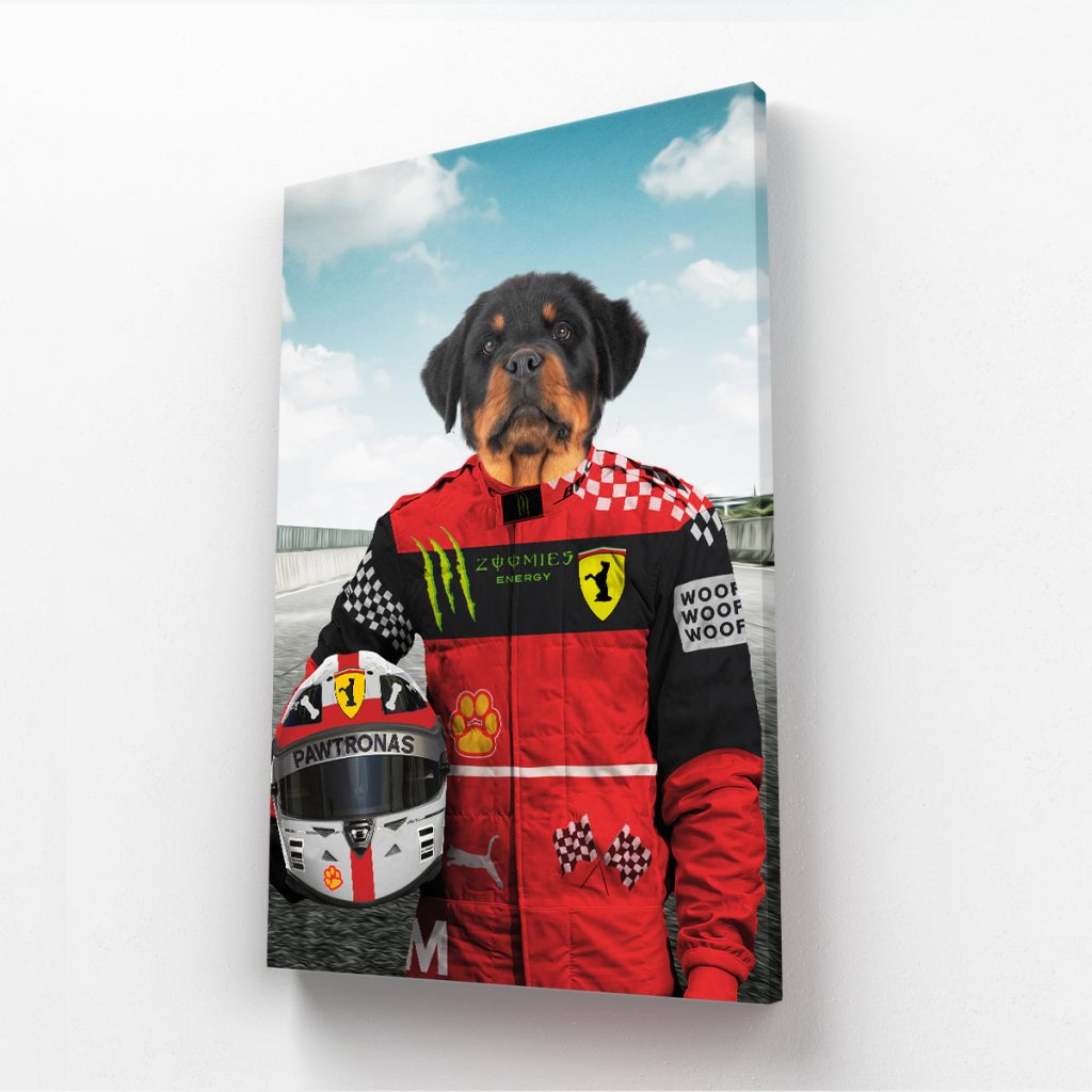 The Red Legendary Driver: Custom Pet Canvas - Paw & Glory - Dog Portraits - Pet Portraits