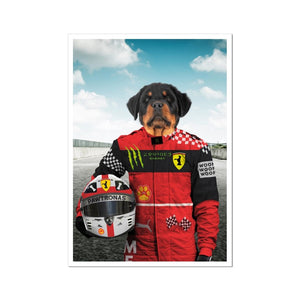 The Red Legendary Driver: Custom Pet Portrait - Paw & Glory - Dog Portraits - Pet Portraits