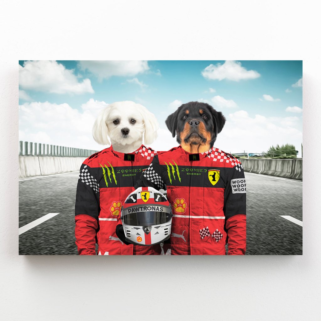 The Red Legendary Drivers: Custom Pet Canvas - Paw & Glory - Dog Portraits - Pet Portraits