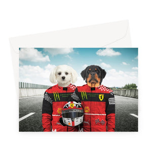 The Red Legendary Drivers: Custom Pet Greeting Card - Paw & Glory - Dog Portraits - Pet Portraits