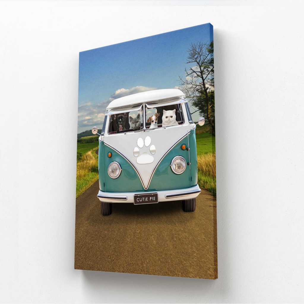 The Retro Bus: Custom Pet Canvas - Paw & Glory - Dog Portraits - Pet Portraits