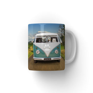 The Retro Bus: Custom Pet Coffee Mug - Paw & Glory - Dog Portraits - Pet Portraits