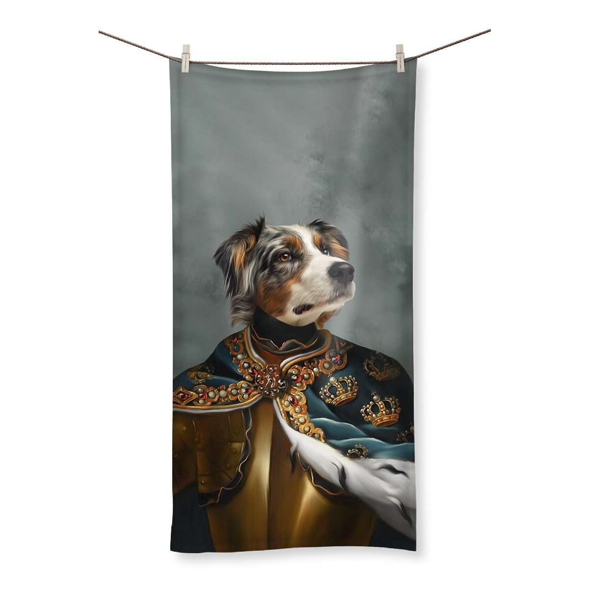 The Royal Knight: Custom Pet Towel - Paw & Glory - Dog Portraits - Pet Portraits