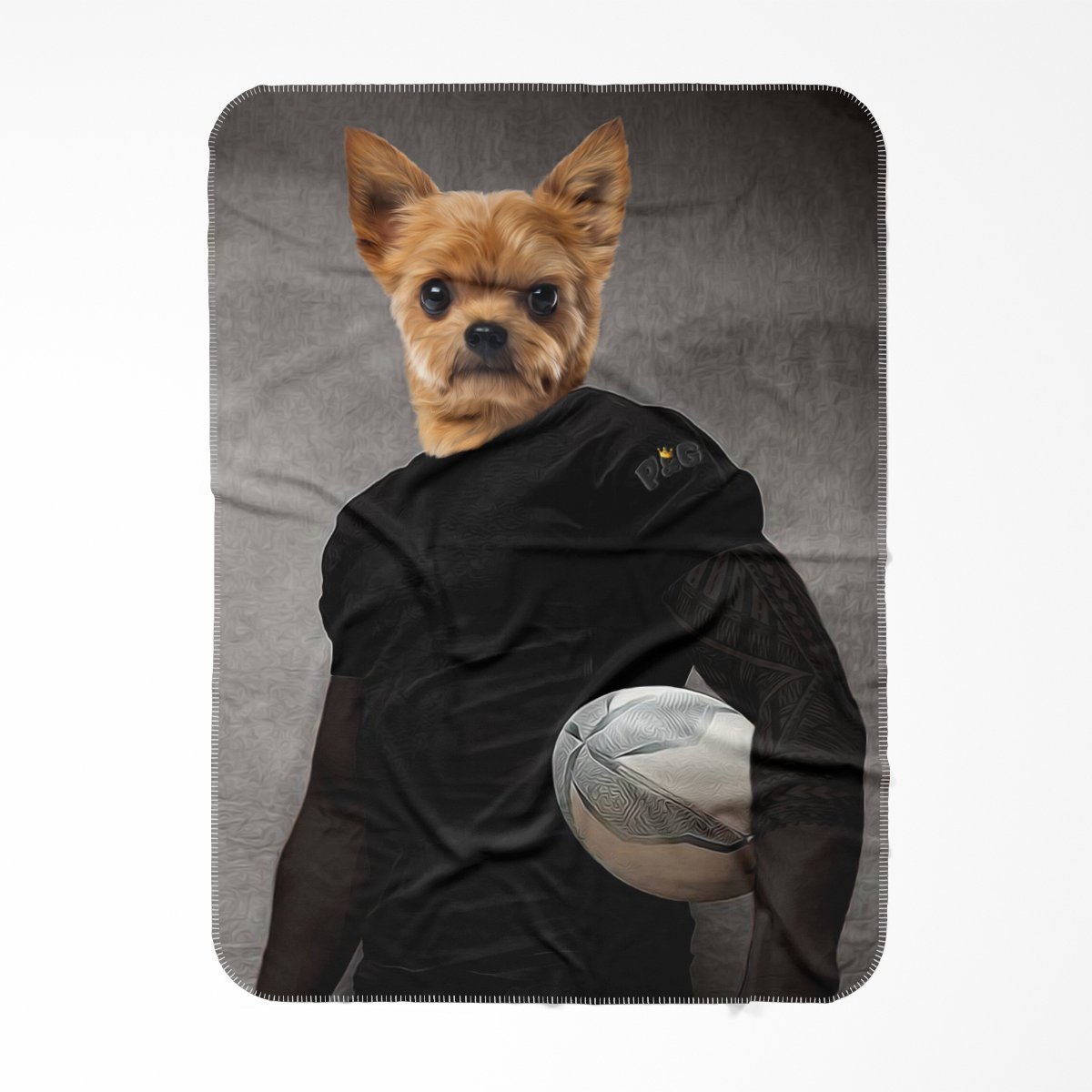 The Rugby Player: Custom Pet Blanket - Paw & Glory - Dog Portraits - Pet Portraits