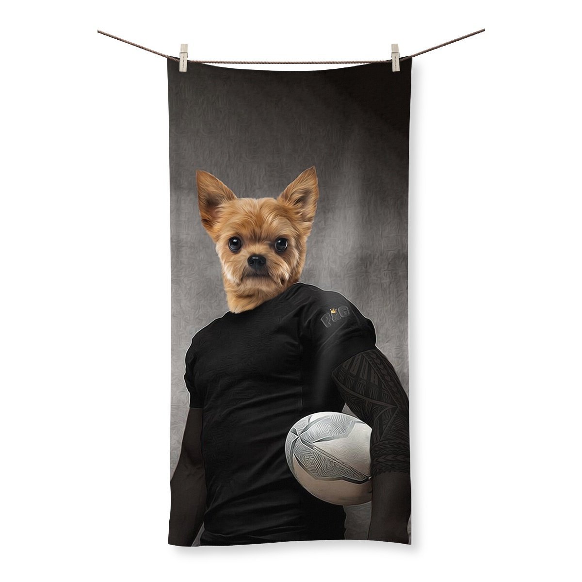 The Rugby Player: Custom Pet Towel - Paw & Glory - Dog Portraits - Pet Portraits