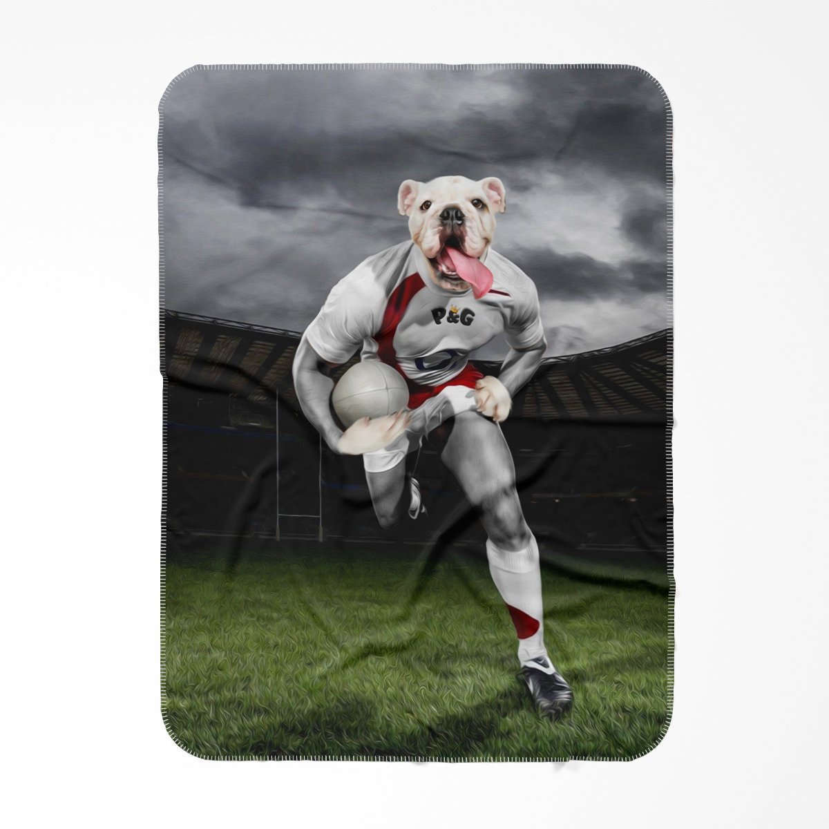 The Rugby Winger: Custom Pet Blanket - Paw & Glory - Dog Portraits - Pet Portraits