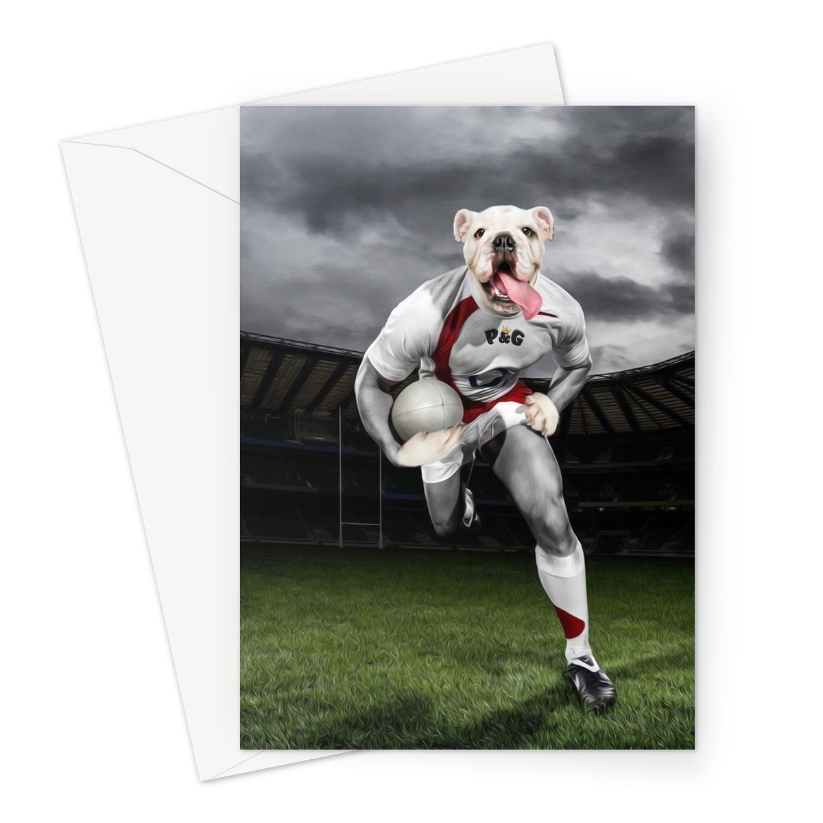 The Rugby Winger: Custom Pet Greeting Card - Paw & Glory - Dog Portraits - Pet Portraits