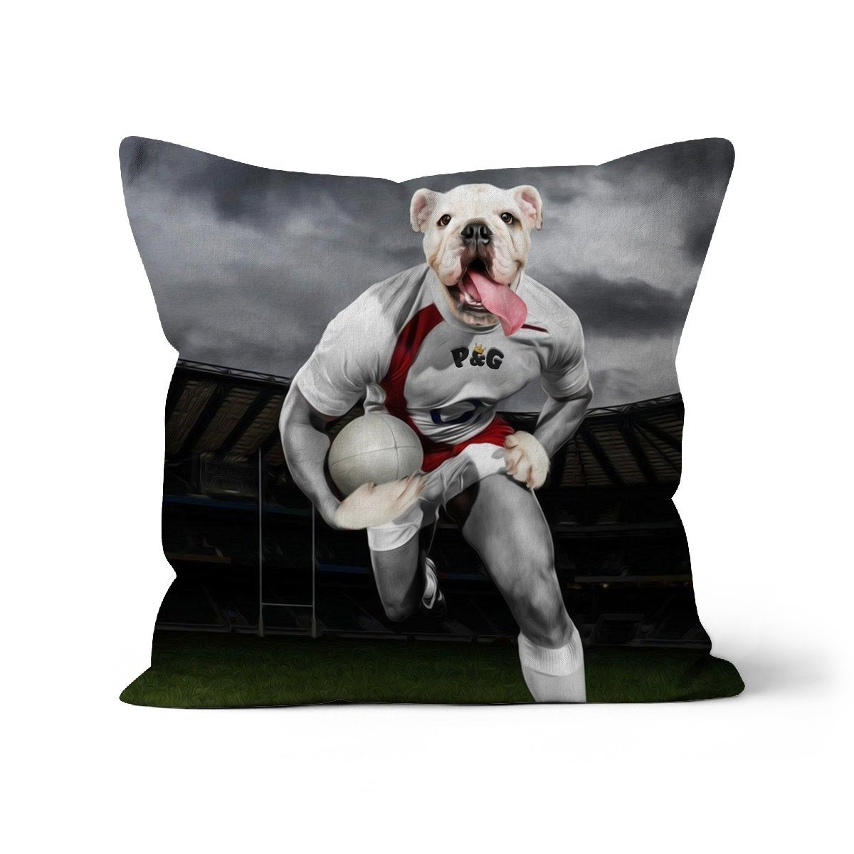 The Rugby Winger: Custom Pet Pillow - Paw & Glory - Dog Portraits - Pet Portraits