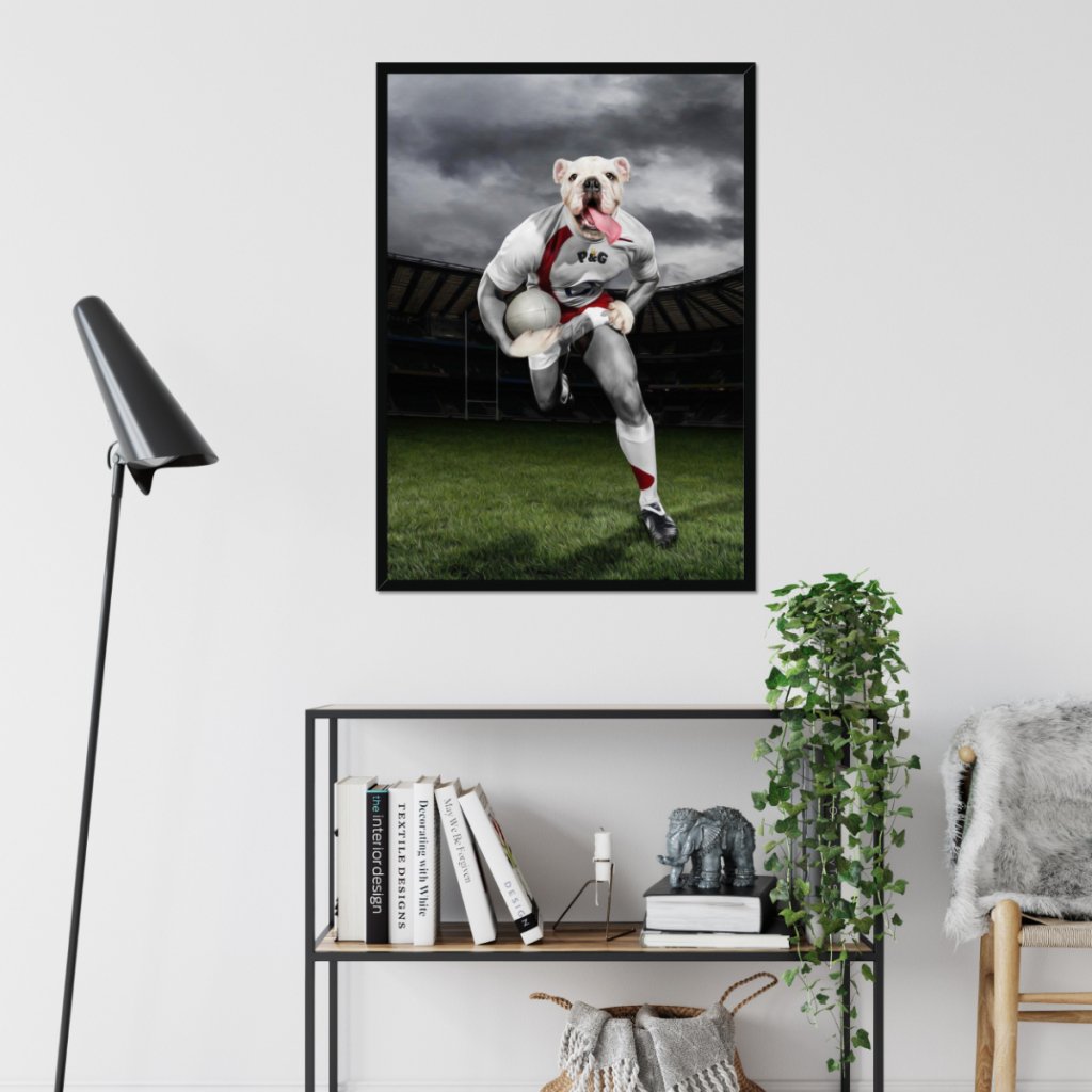 The Rugby Winger: Custom Pet Portrait - Paw & Glory - Dog Portraits - Pet Portraits