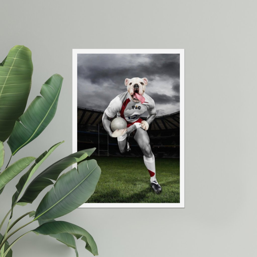 The Rugby Winger: Custom Pet Poster - Paw & Glory - Dog Portraits - Pet Portraits