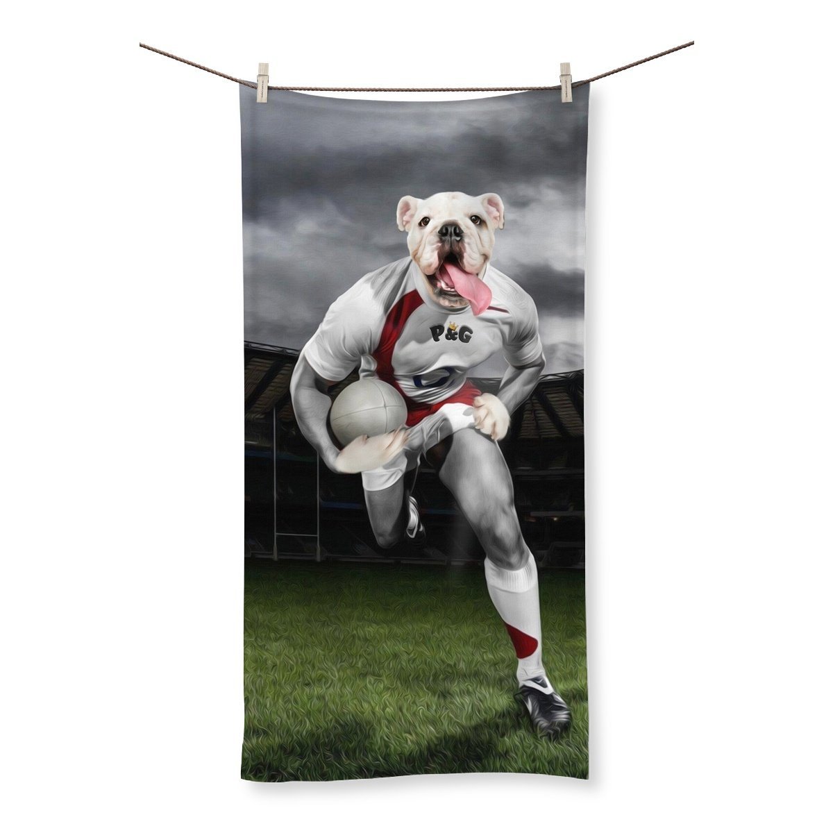 The Rugby Winger: Custom Pet Towel - Paw & Glory - Dog Portraits - Pet Portraits