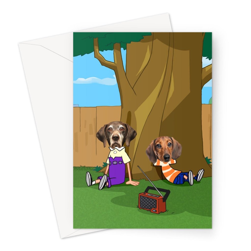 The Schemers (Phineas and Ferb Inspired): Custom Pet Greeting Card - Paw & Glory - Dog Portraits - Pet Portraits