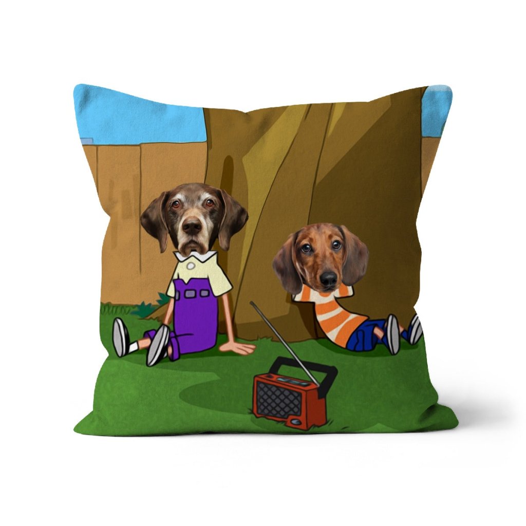 The Schemers (Phineas and Ferb Inspired): Custom Pet Pillow - Paw & Glory - Dog Portraits - Pet Portraits