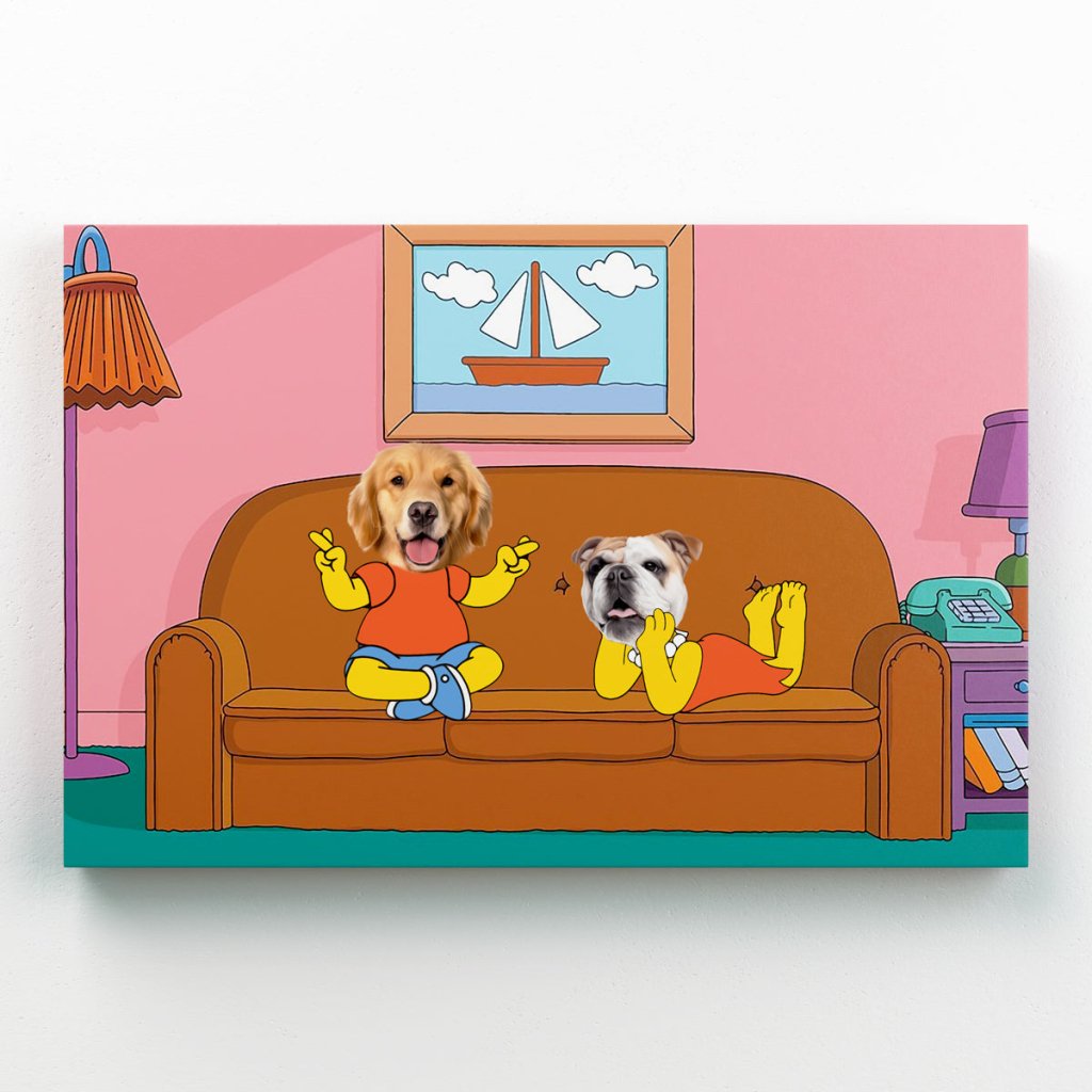 The Simpsons (Bart and Lisa): Custom Pet Canvas - Paw & Glory - Dog Portraits - Pet Portraits