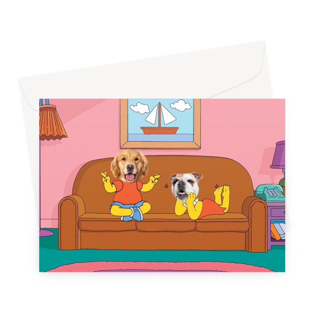 The Simpsons (Bart and Lisa): Custom Pet Greeting Card - Paw & Glory - Dog Portraits - Pet Portraits