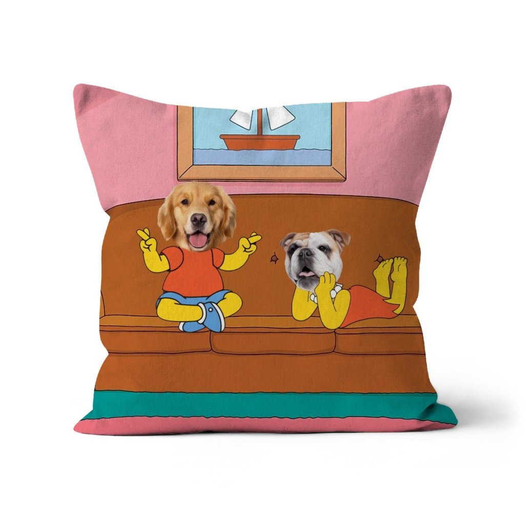 The Simpsons (Bart and Lisa): Custom Pet Pillow - Paw & Glory - Dog Portraits - Pet Portraits