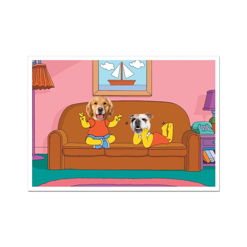 The Simpsons (Bart and Lisa): Custom Pet Portrait - Paw & Glory - Dog Portraits - Pet Portraits