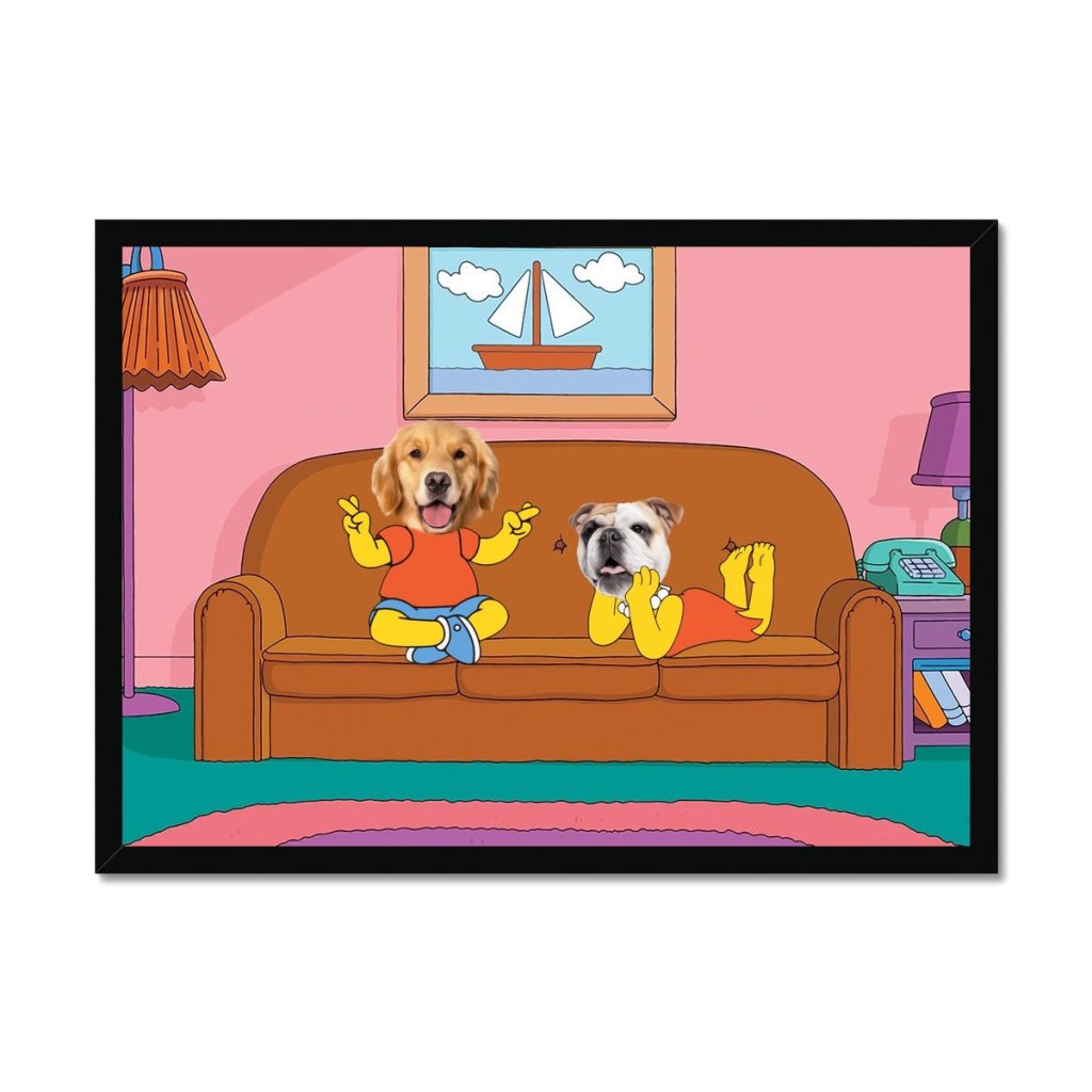 The Simpsons (Bart and Lisa): Custom Pet Portrait - Paw & Glory - Dog Portraits - Pet Portraits