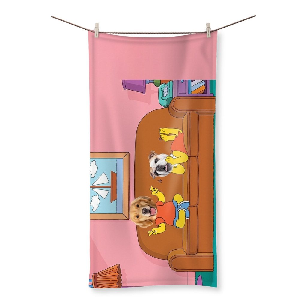 The Simpsons (Bart and Lisa): Custom Pet Towel - Paw & Glory - Dog Portraits - Pet Portraits