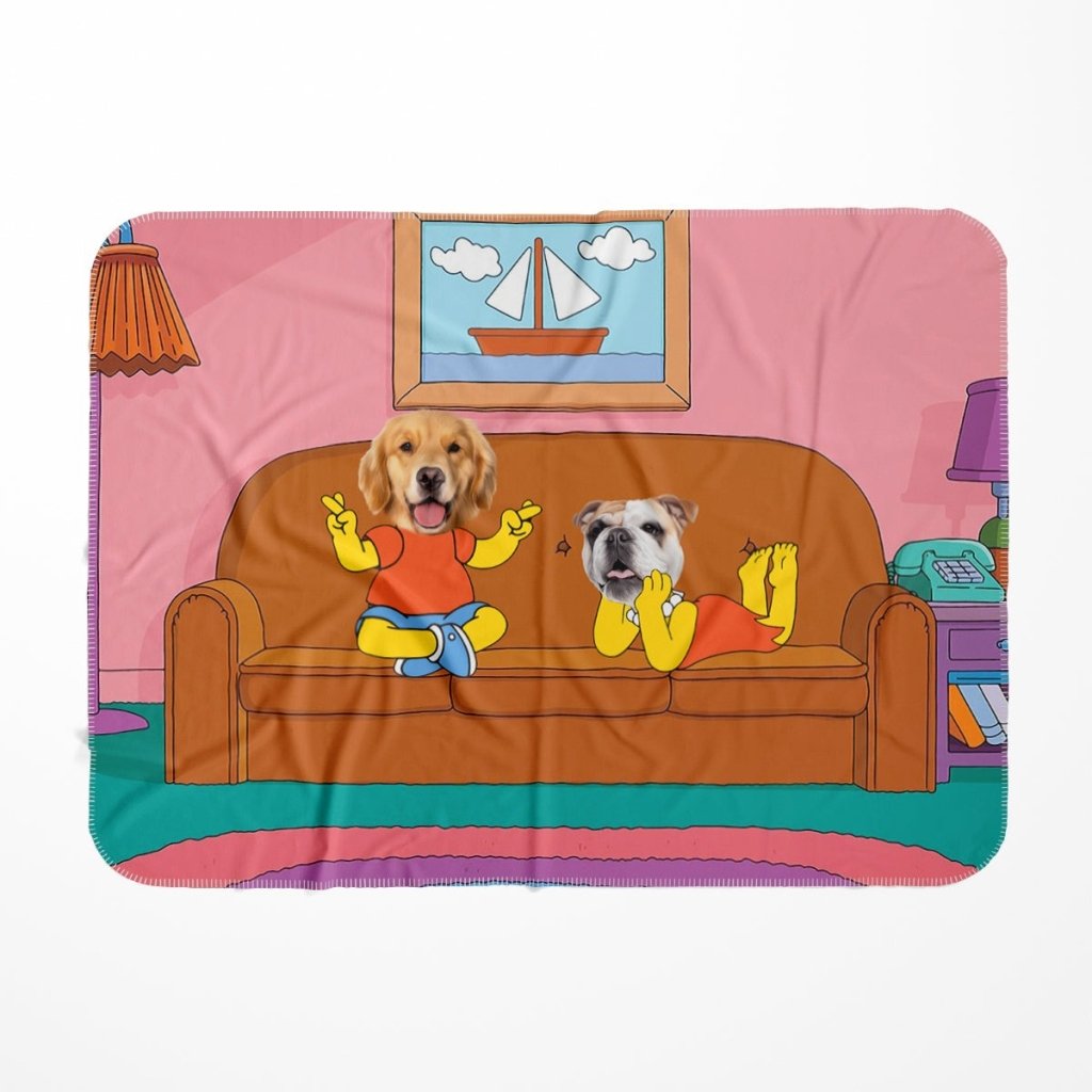 The Simpsons (Bart and Lisa)s: Custom Pet Blanket - Paw & Glory - Dog Portraits - Pet Portraits