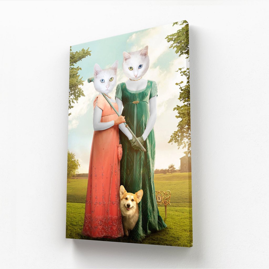 The Sisters (Bridgerton Inspired): Custom Pet Canvas - Paw & Glory - Dog Portraits - Pet Portraits