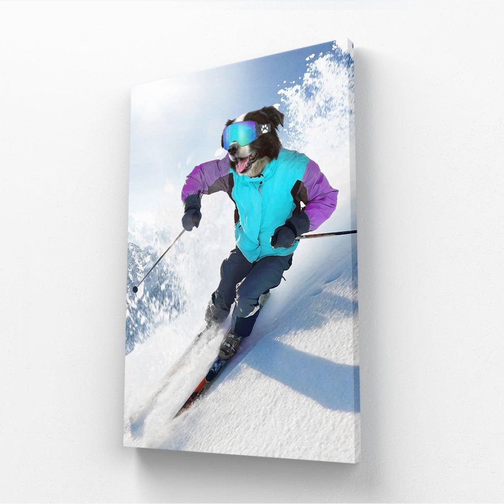 The Skiier: Custom Pet Canvas - Paw & Glory - Dog Portraits - Pet Portraits