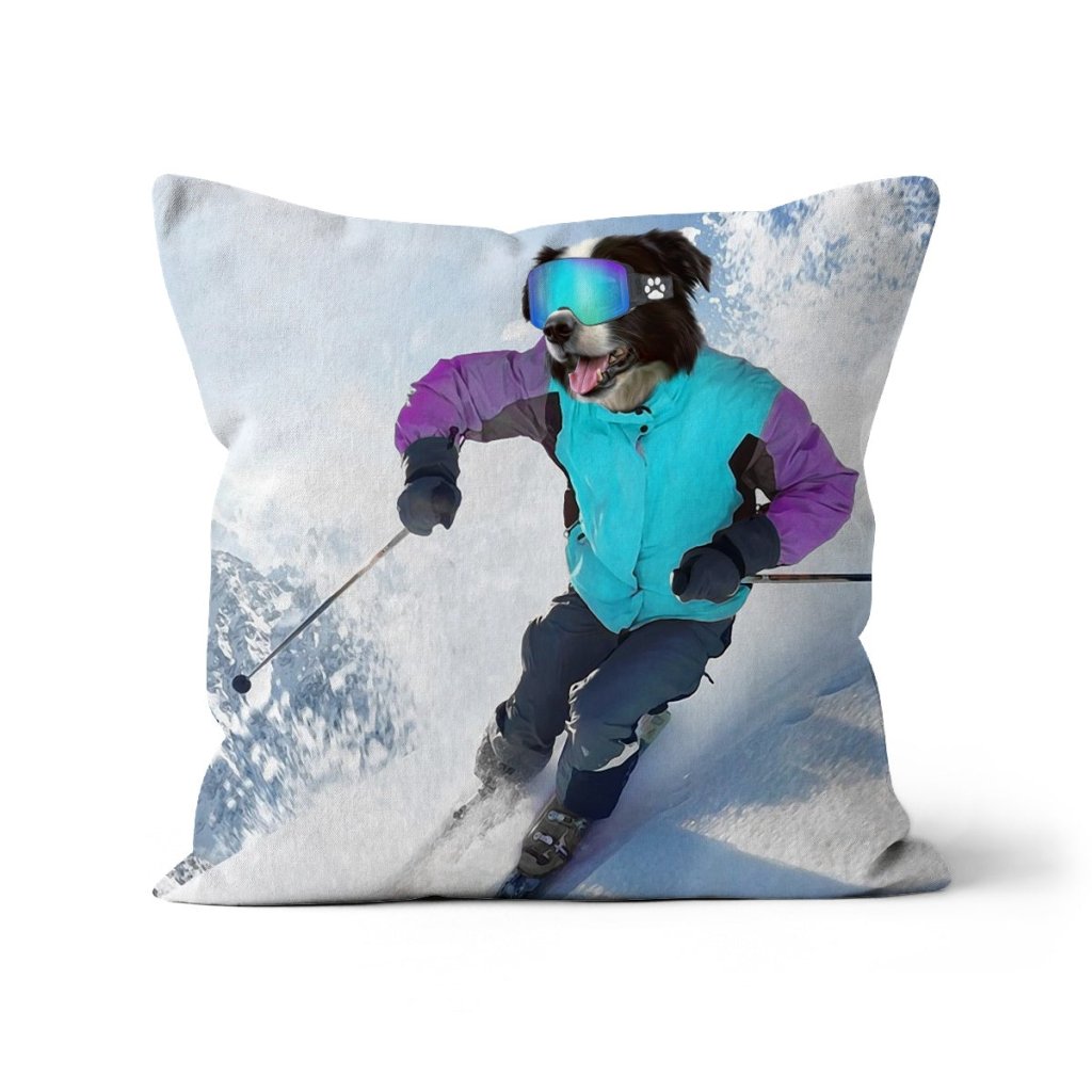 The Skiier: Custom Pet Pillow - Paw & Glory - Dog Portraits - Pet Portraits