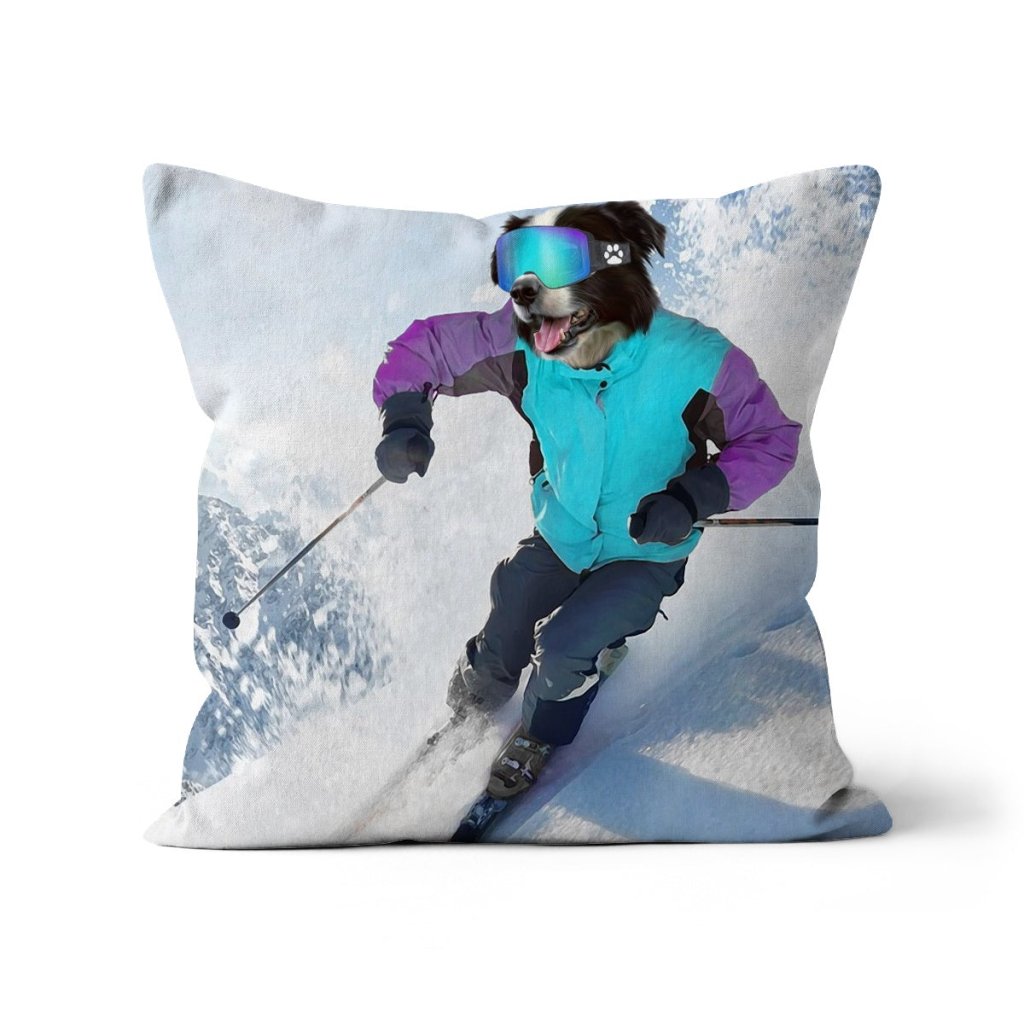 The Skiier: Custom Pet Pillow - Paw & Glory - Dog Portraits - Pet Portraits