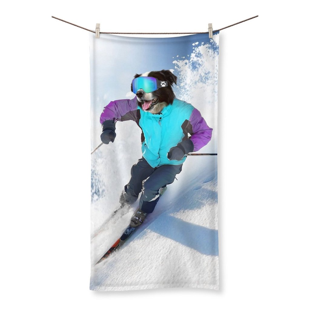 The Skiier: Custom Pet Towel - Paw & Glory - Dog Portraits - Pet Portraits