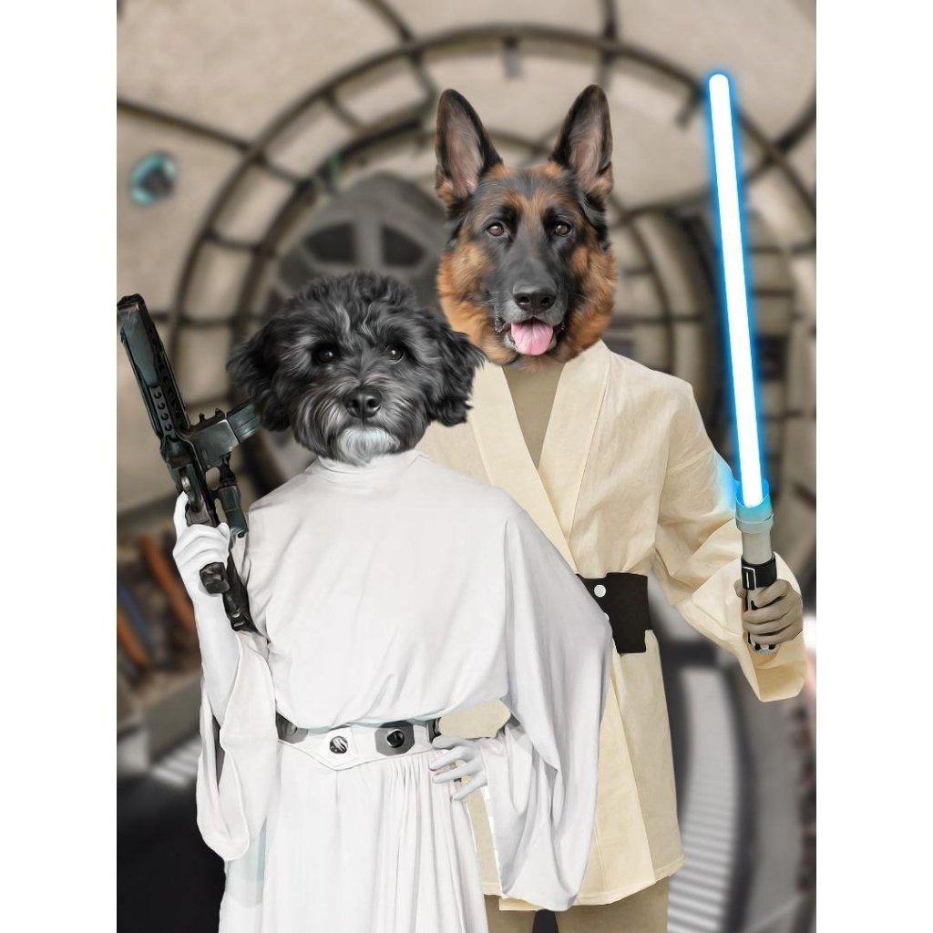 The Skywalker Siblings (Star Wars Inspired): Custom Digital Download Pet Portrait - Paw & Glory - Dog Portraits - Pet Portraits