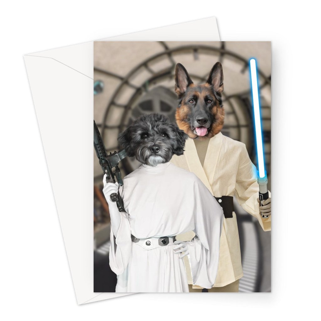 The Skywalker Siblings (Star Wars Inspired): Custom Pet Greeting Card - Paw & Glory - Dog Portraits - Pet Portraits