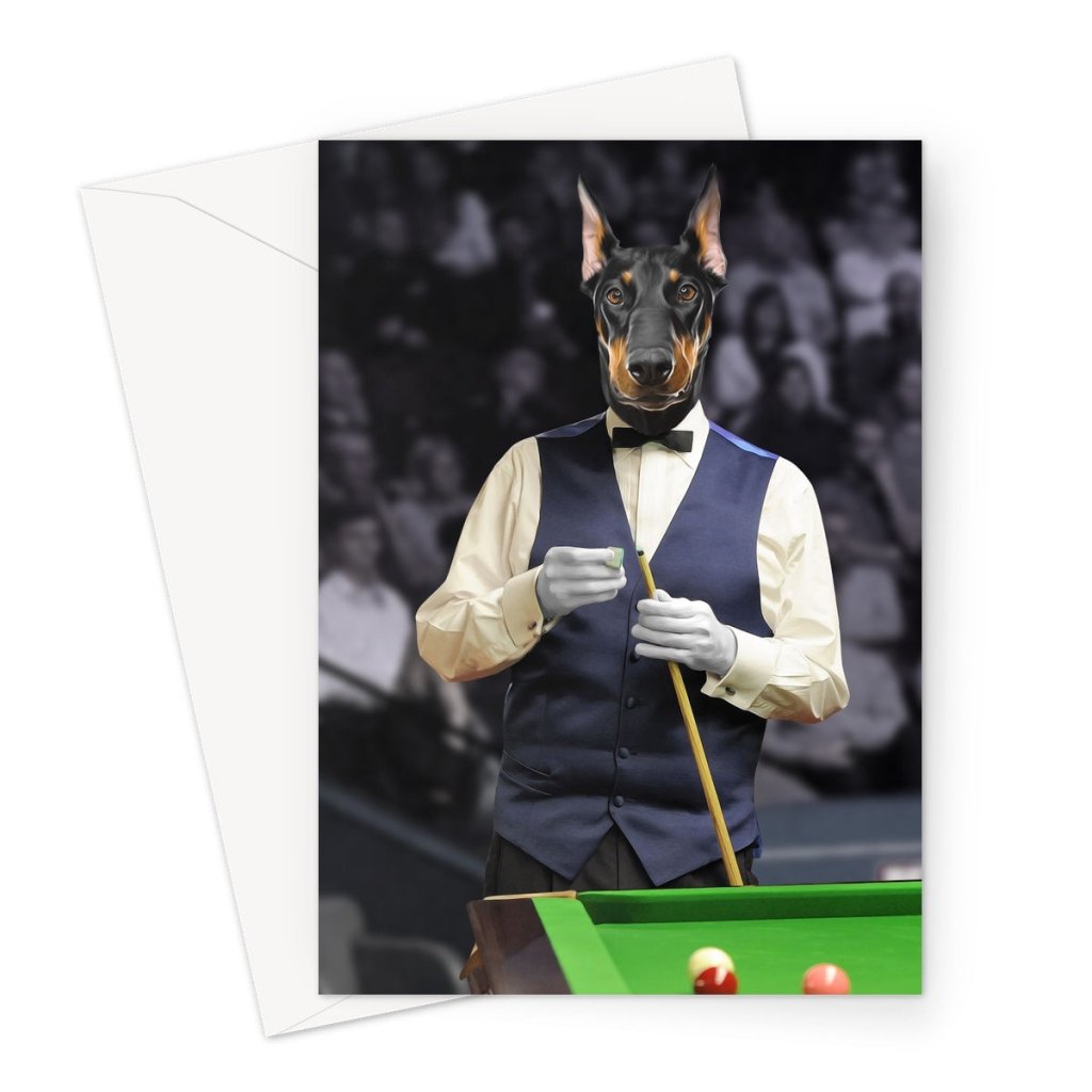 The Snooker Player: Custom Pet Greeting Card - Paw & Glory - Dog Portraits - Pet Portraits