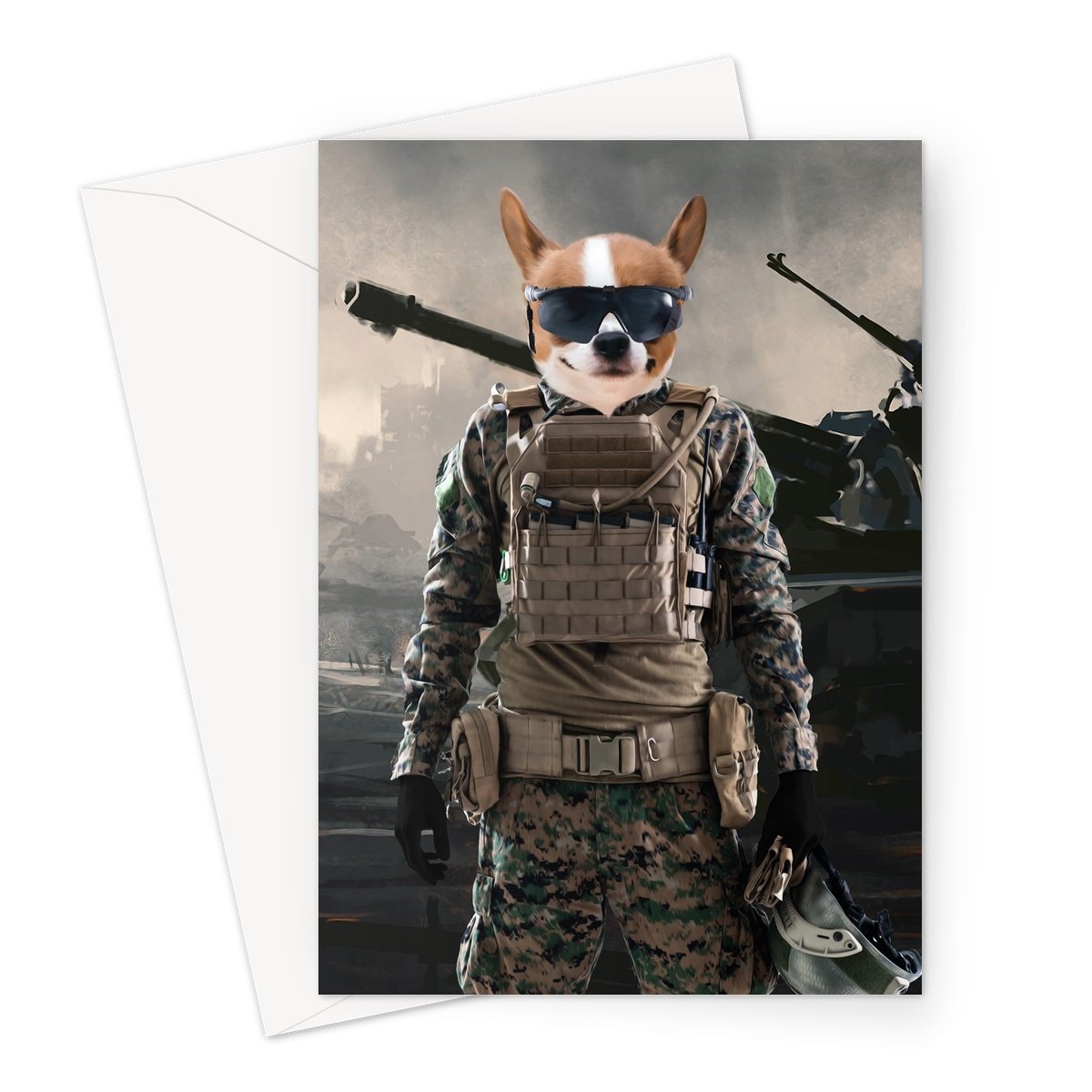 The Soldier: Custom Pet Greeting Card - Paw & Glory - Dog Portraits - Pet Portraits