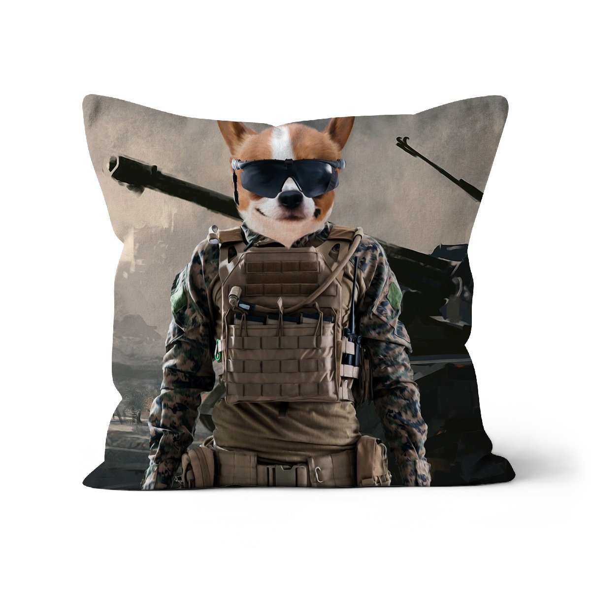 The Soldier: Custom Pet Pillow - Paw & Glory - Dog Portraits - Pet Portraits