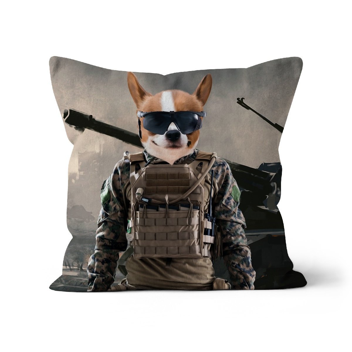 The Soldier: Custom Pet Pillow - Paw & Glory - Dog Portraits - Pet Portraits