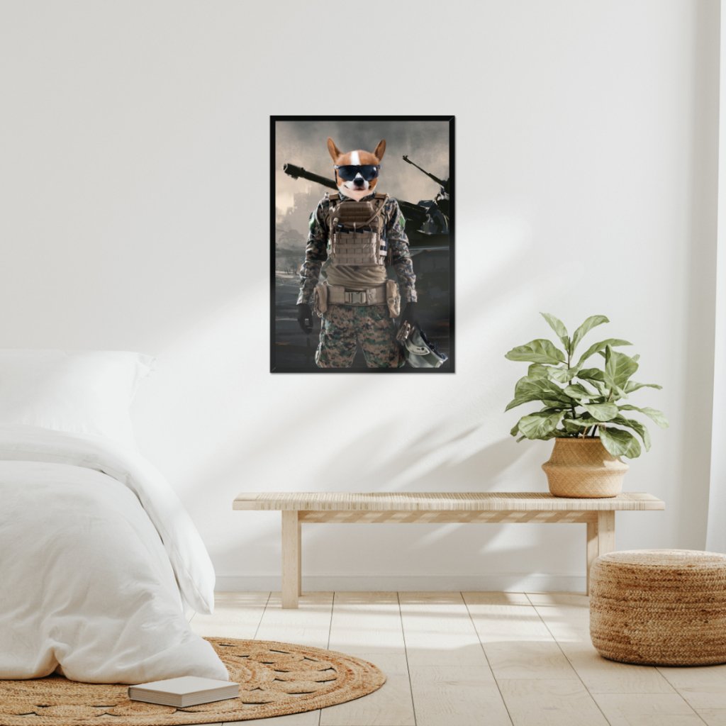 The Soldier: Custom Pet Portrait - Paw & Glory - Dog Portraits - Pet Portraits