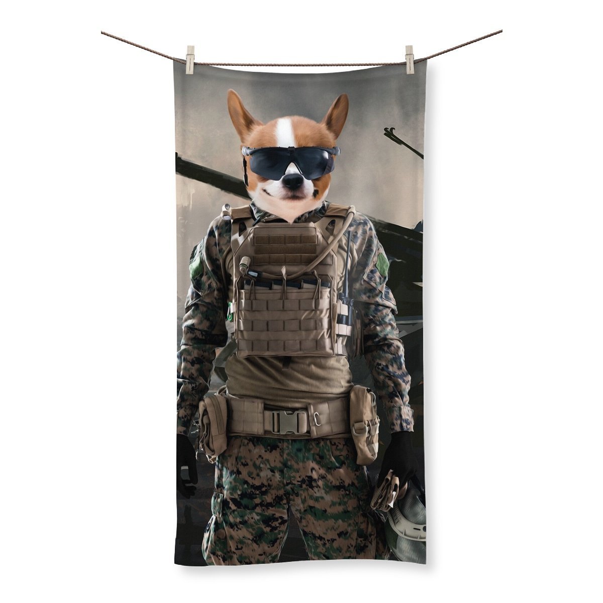 The Soldier: Custom Pet Towel - Paw & Glory - Dog Portraits - Pet Portraits