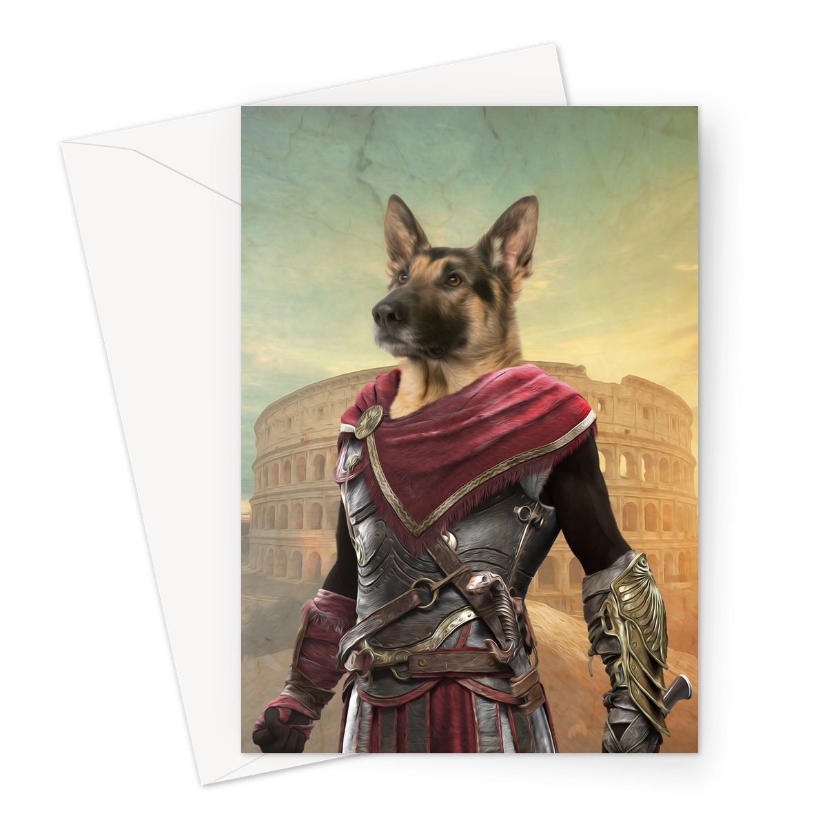 The Spartan: Custom Pet Greeting Card - Paw & Glory - Dog Portraits - Pet Portraits