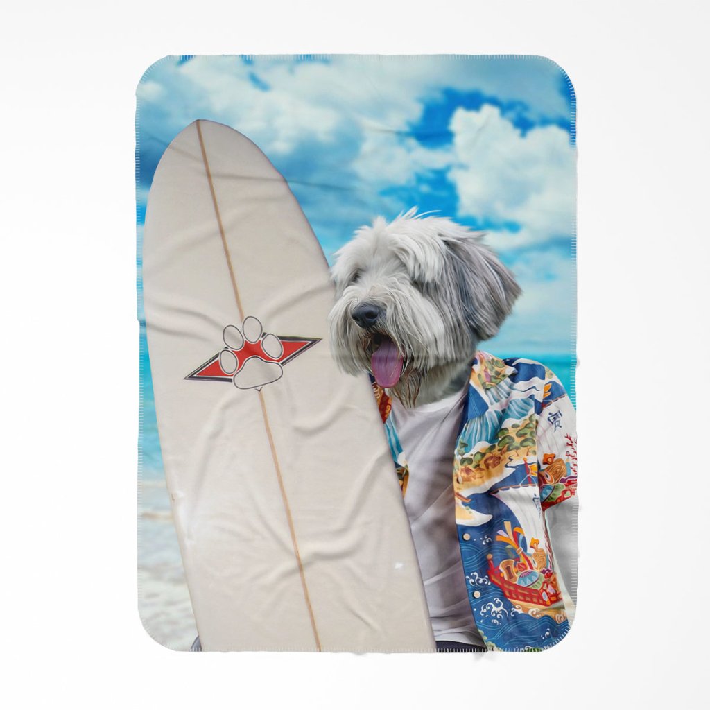 The Surfer: Custom Pet Blanket - Paw & Glory - Dog Portraits - Pet Portraits