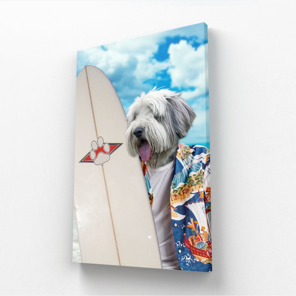 The Surfer: Custom Pet Canvas - Paw & Glory - Dog Portraits - Pet Portraits