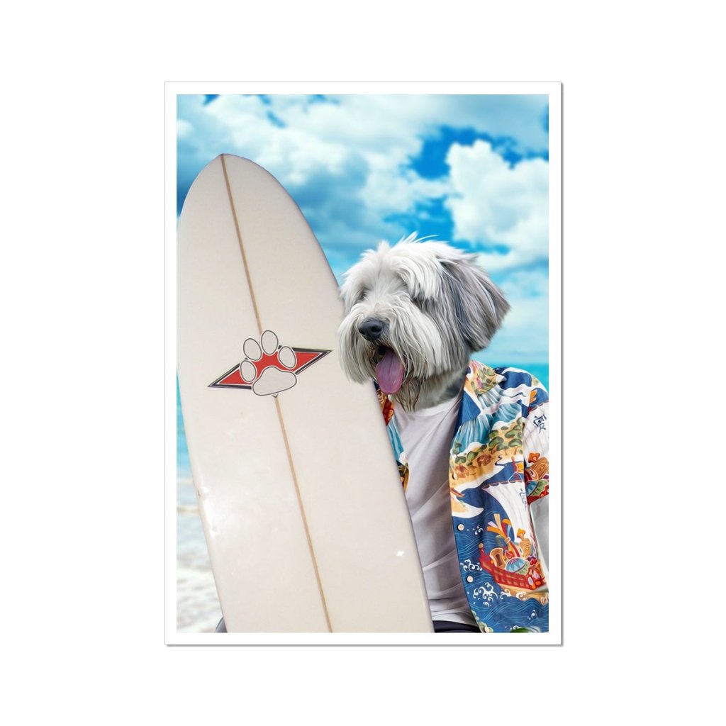 The Surfer: Custom Pet Portrait - Paw & Glory - Dog Portraits - Pet Portraits