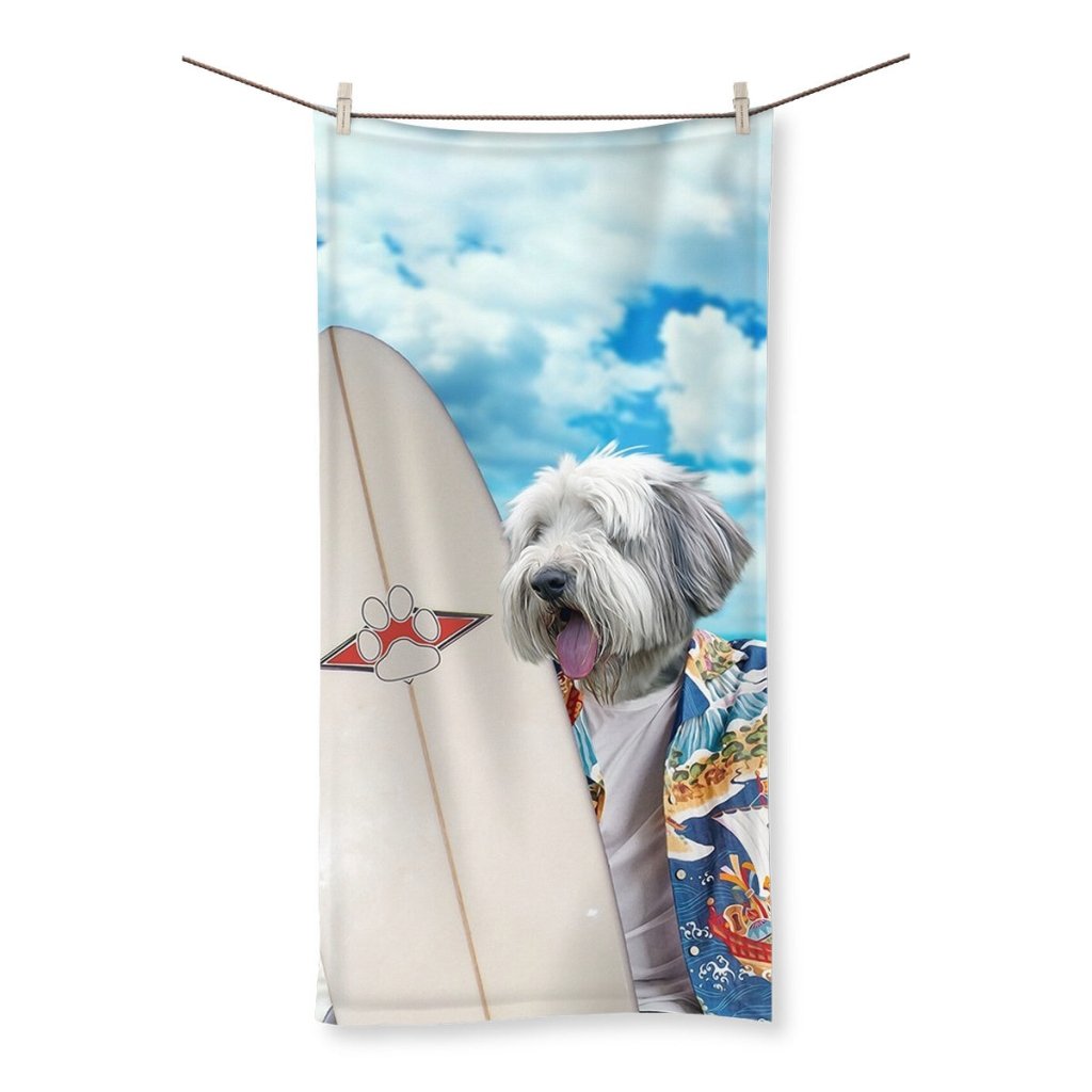 The Surfer: Custom Pet Towel - Paw & Glory - Dog Portraits - Pet Portraits