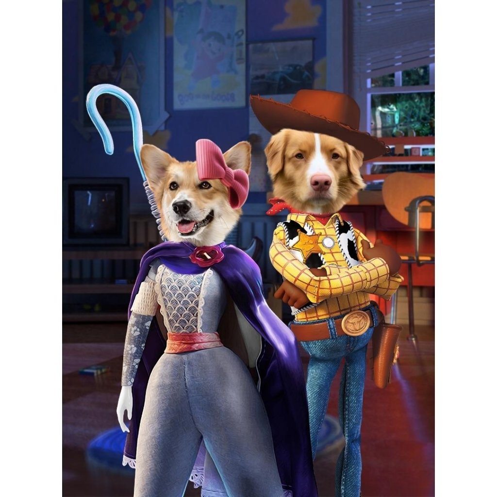 The Sweethearts (Toy Story Inspired): Custom Digital Download Pet Portrait - Paw & Glory - Dog Portraits - Pet Portraits