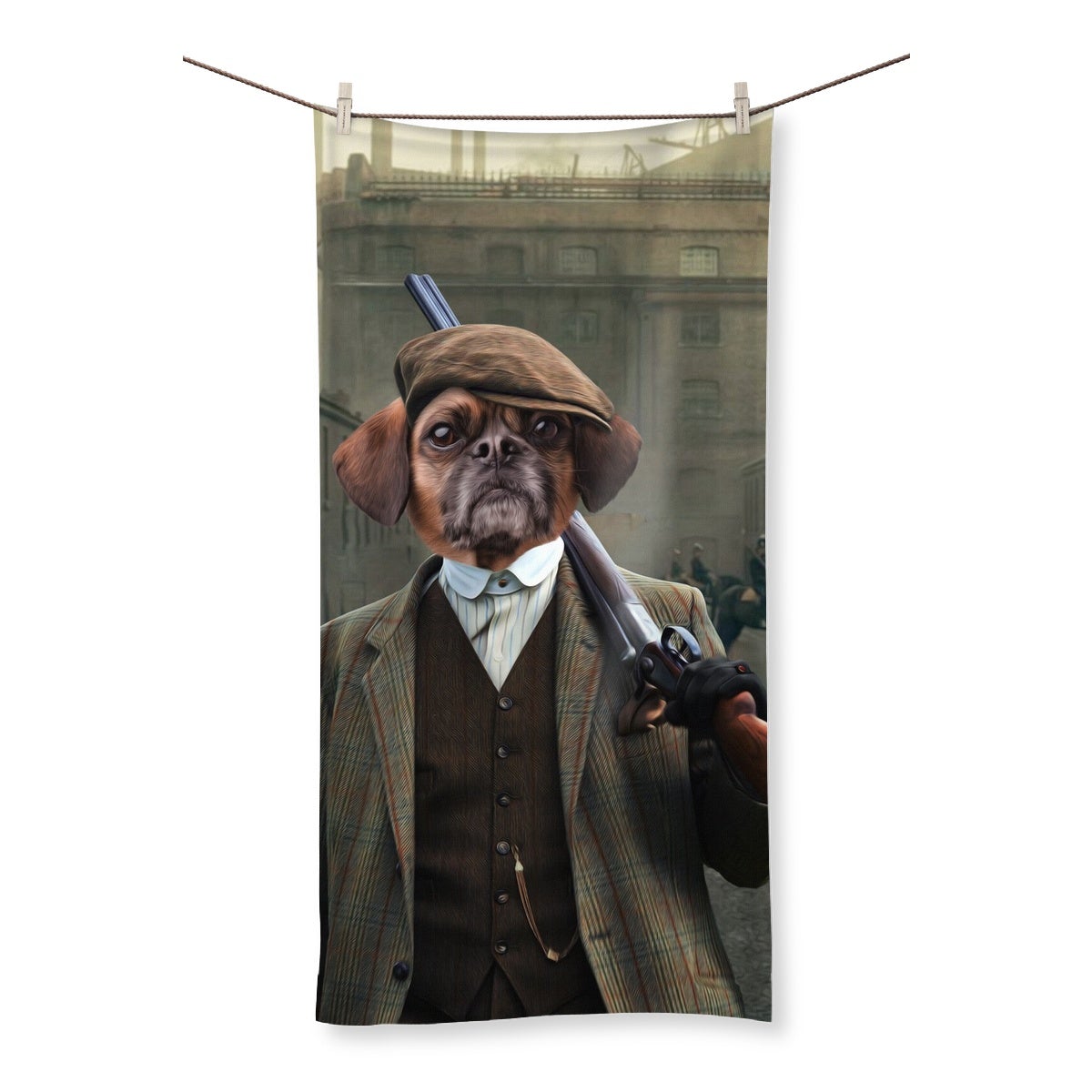 The Thug (Peaky Blinders Inspired): Custom Pet Towel - Paw & Glory - Dog Portraits - Pet Portraits