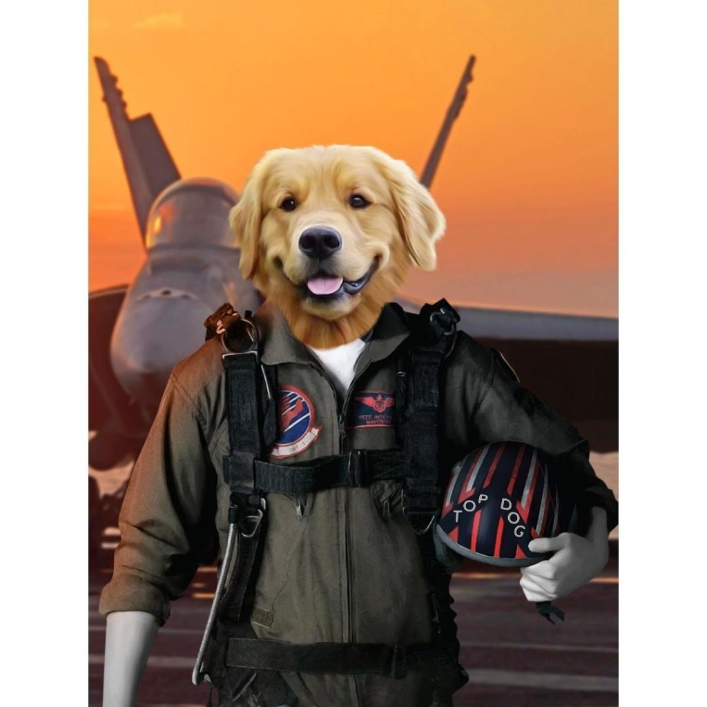 The Top Pilot: Custom Digital Download Pet Portrait - Paw & Glory - Dog Portraits - Pet Portraits